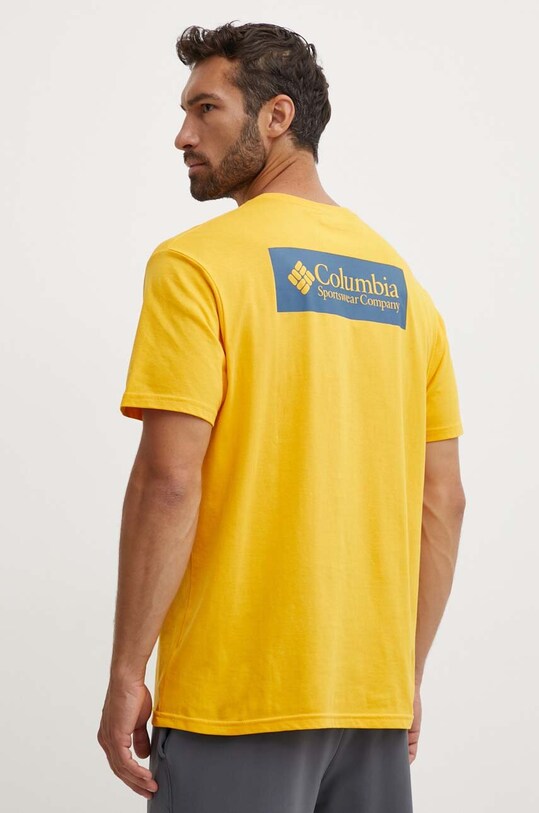 Columbia t-shirt bawełniany North Cascades nadruk żółty 1834041