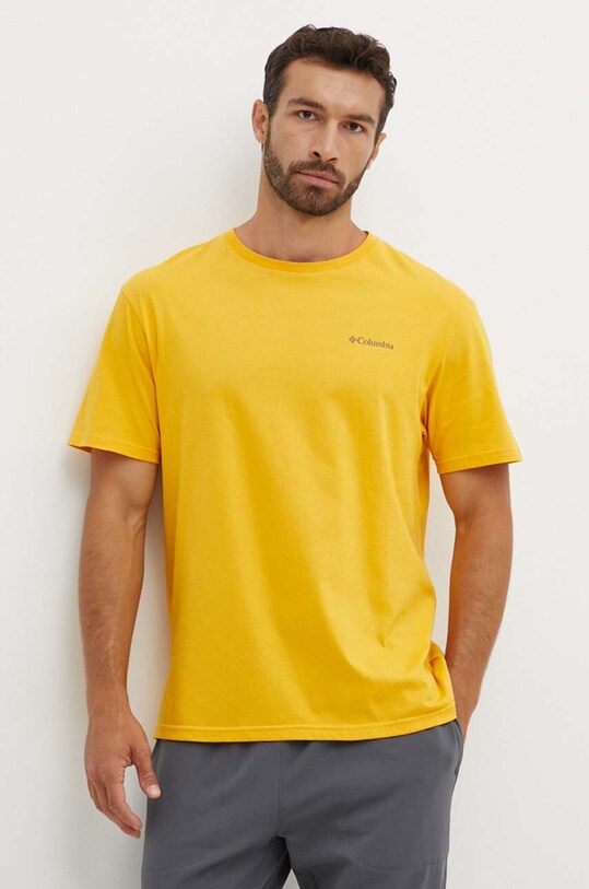 Odzież Columbia t-shirt bawełniany North Cascades 1834041 żółty