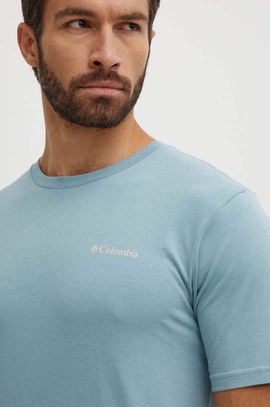 Columbia t-shirt bawełniany North Cascades nadruk niebieski 1834041