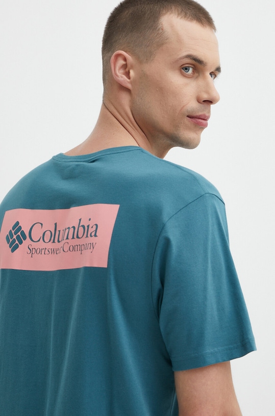 Columbia tricou din bumbac North Cascades print turcoaz 1834041