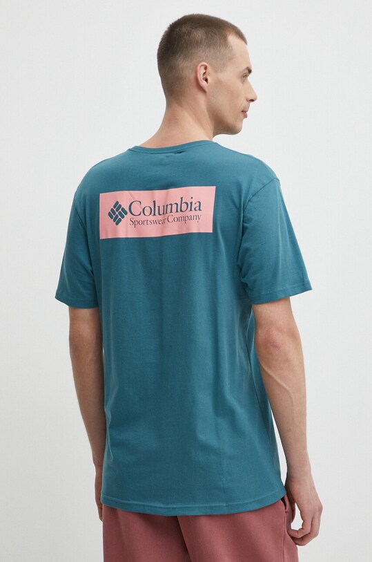 Одежда Хлопковая футболка Columbia North Cascades 1834041 бирюзовый