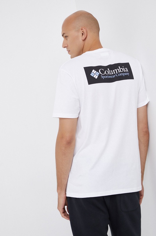 Βαμβακερό μπλουζάκι Columbia North Cascades 1834041 λευκό SS25