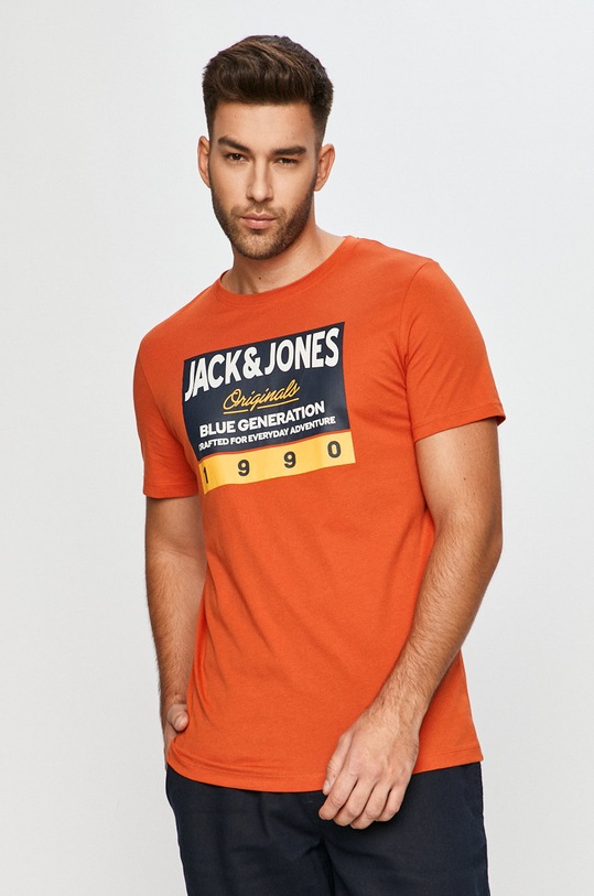 Jack & Jones - T-shirt nadruk pomarańczowy 12176768