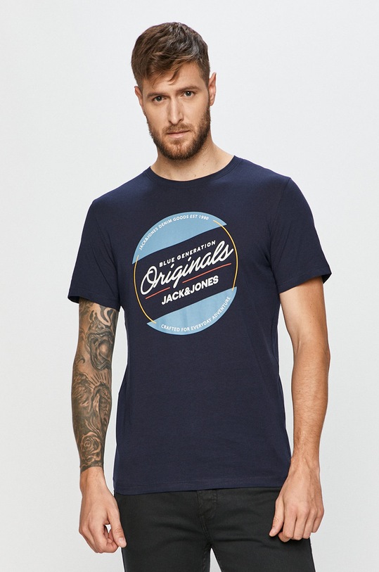 Jack & Jones - T-shirt nadruk granatowy 12176768
