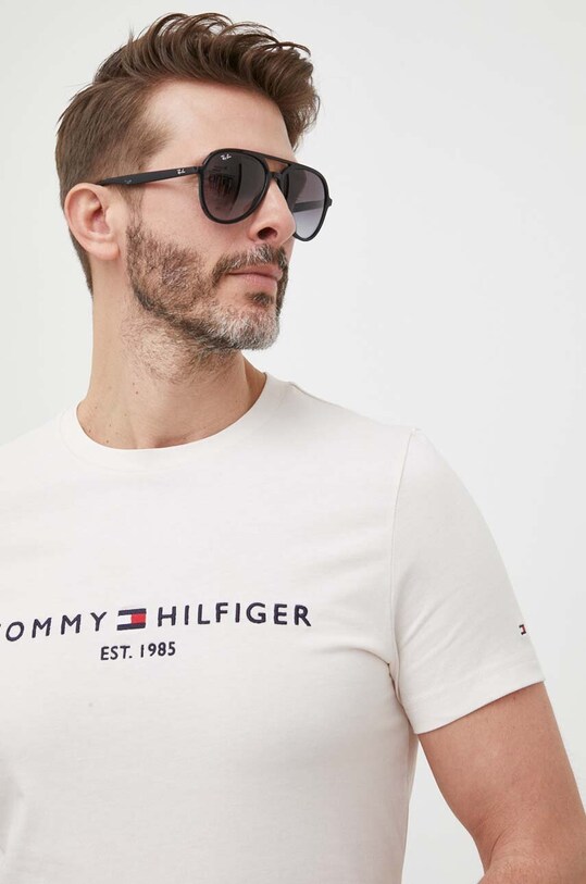 Tommy Hilfiger pamut póló bézs MW0MW11797