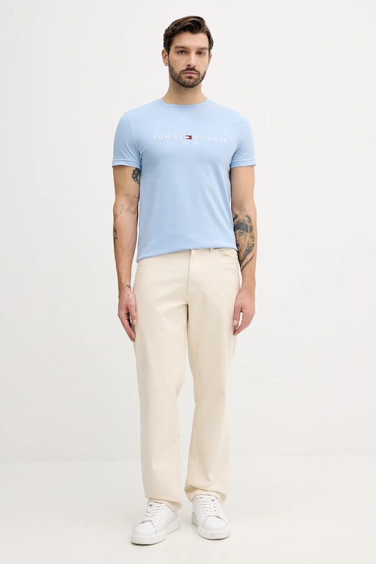 Tommy Hilfiger t-shirt bawełniany MW0MW11797 niebieski AW25