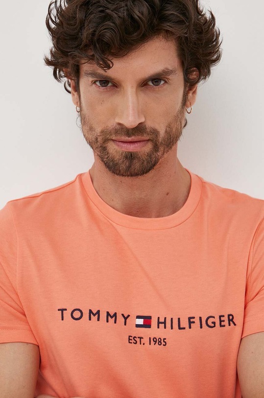Tommy Hilfiger t-shirt bawełniany regular pomarańczowy MW0MW11797