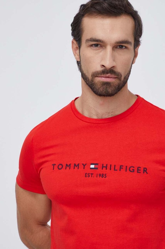 Odzież Tommy Hilfiger t-shirt bawełniany MW0MW11797 czerwony