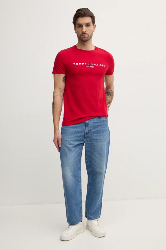 Бавовняна футболка Tommy Hilfiger MW0MW11797 червоний SS25