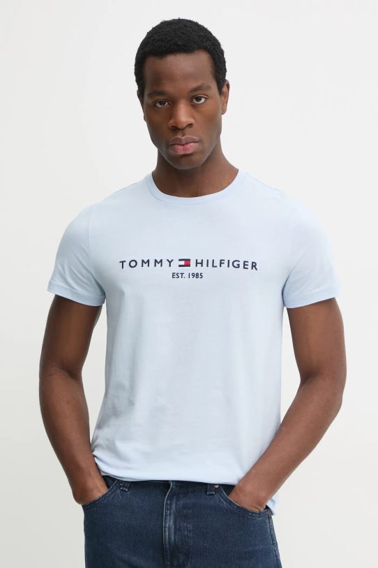 Pamučna majica Tommy Hilfiger plava MW0MW11797