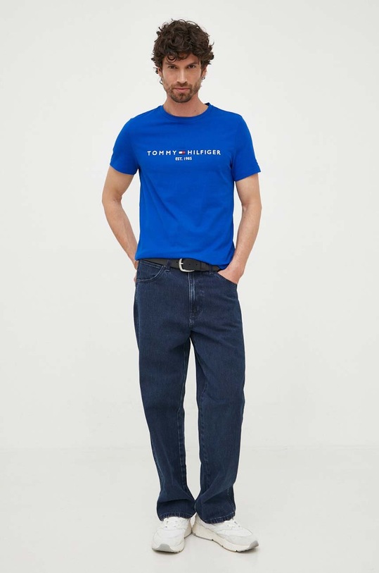 Tommy Hilfiger t-shirt bawełniany MW0MW11797 granatowy SS25