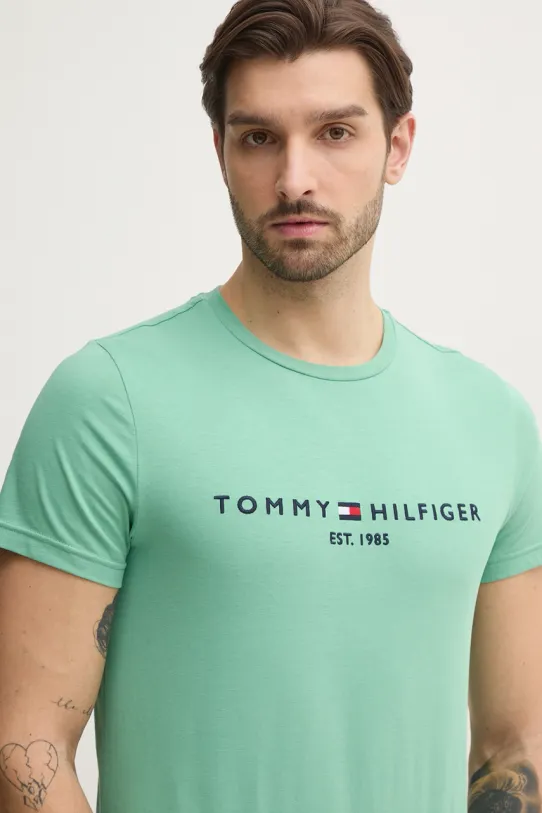 Bavlnené tričko Tommy Hilfiger zelená MW0MW11797