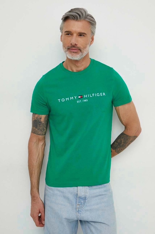 Tommy Hilfiger t-shirt bawełniany MW0MW11797 zielony SS25