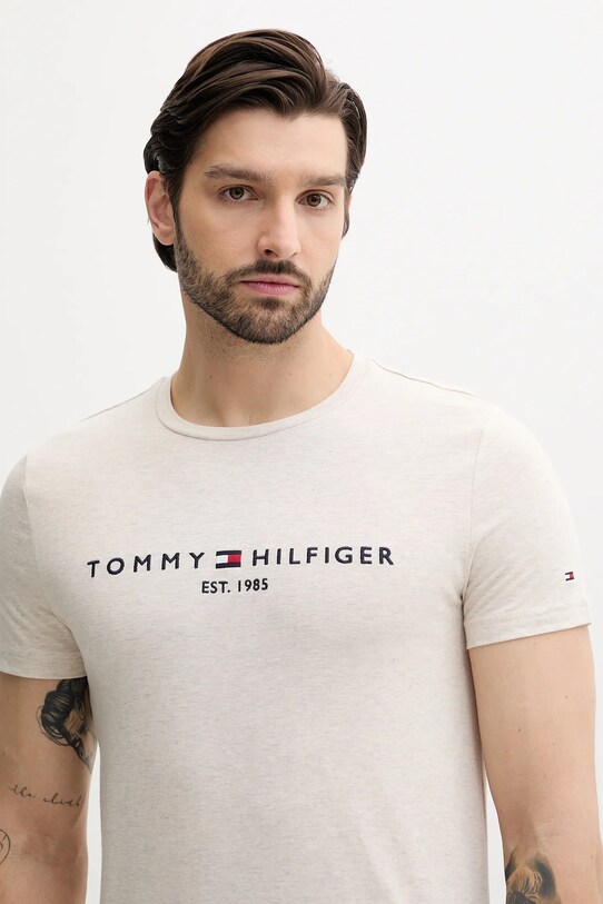 Ruházat Tommy Hilfiger pamut póló MW0MW11797 bézs