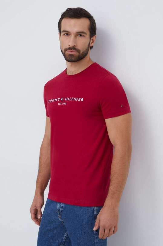 Tommy Hilfiger t-shirt bawełniany MW0MW11797 bordowy SS25