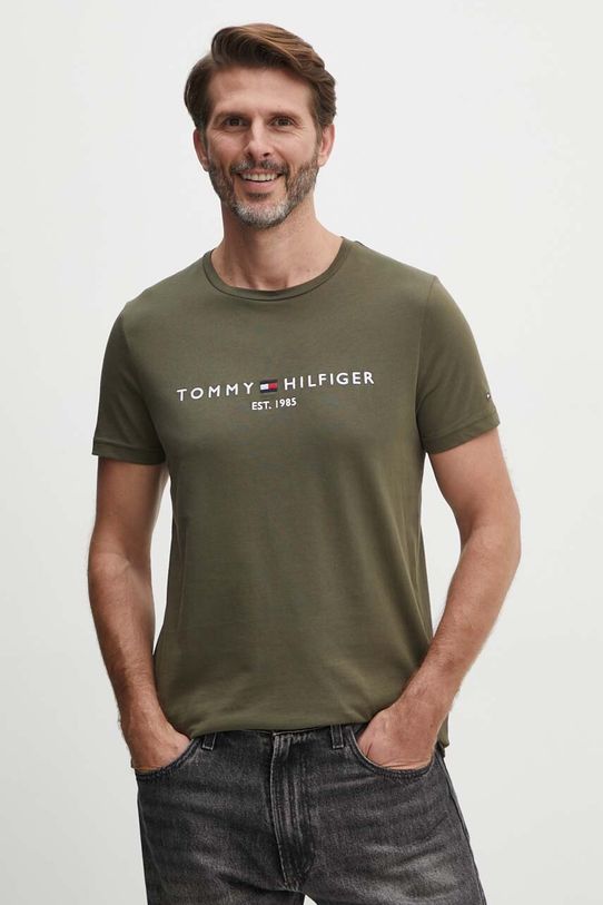 Tommy Hilfiger t-shirt bawełniany zielony MW0MW11797