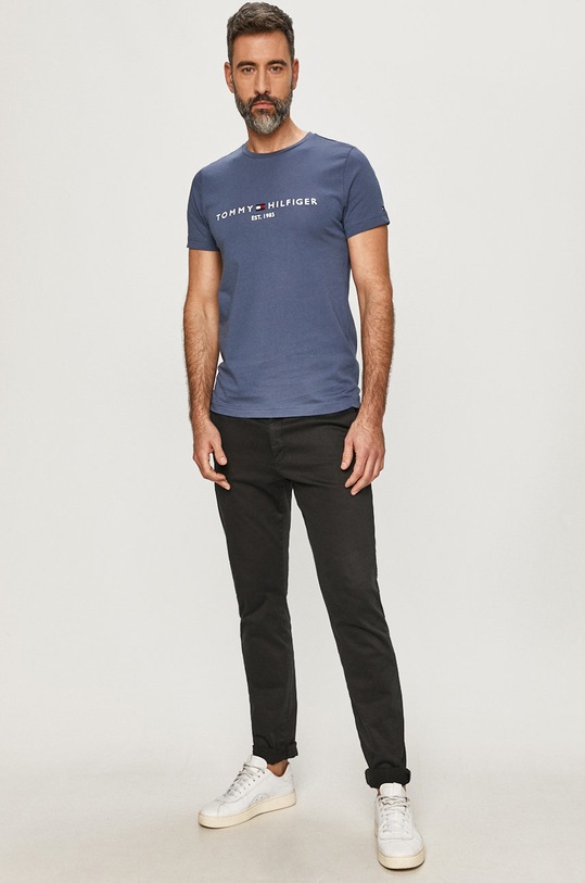Βαμβακερό μπλουζάκι Tommy Hilfiger MW0MW11797 μπλε SS25