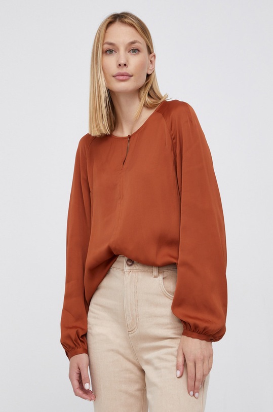 Marc O'Polo Bluzka z elastanem brązowy 110132842291