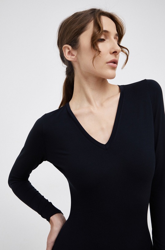 Tvarujúce body s dlhým rukávom Spanx SLEEVE V-NECK BODYSUIT 20291R čierna AW21