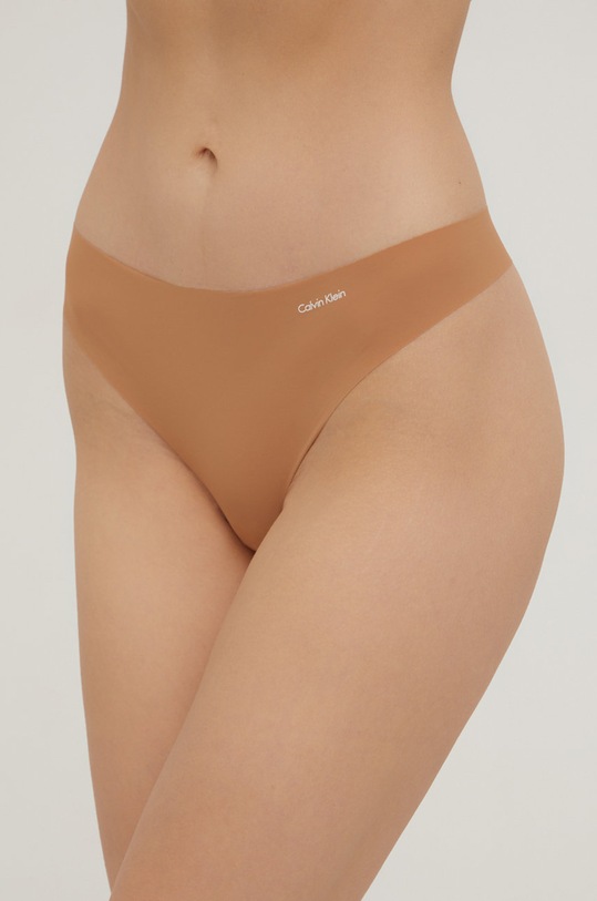 Calvin Klein Underwear Stringi tkanina beżowy 0000D3428E.4890
