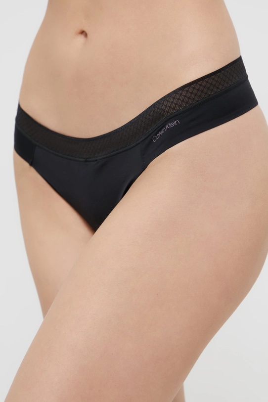 Стринги Calvin Klein Underwear трикотаж чёрный 000QF6307E.4890