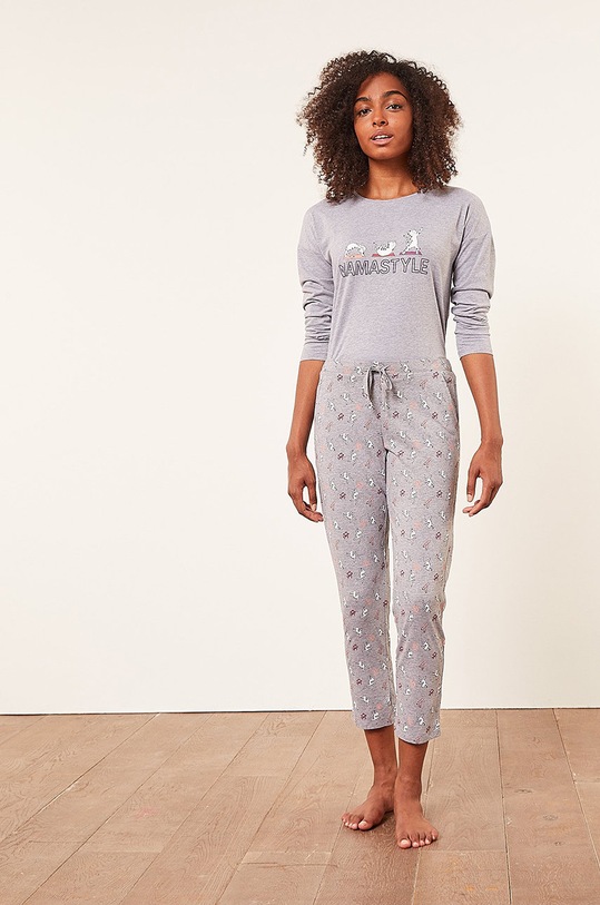 Etam Longsleeve piżamowy 652836002 szary AW21