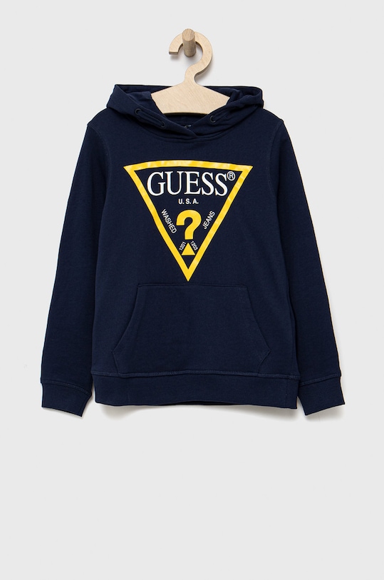 Παιδική βαμβακερή μπλούζα Guess στάμπα σκούρο μπλε L92Q09.KAUG0