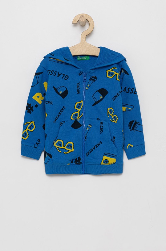 Mikina United Colors of Benetton potlač modrá 33AMC5988