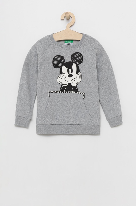United Colors of Benetton Hanorac de bumbac pentru copii print gri 3JR4C15EE