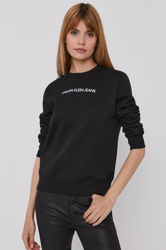 Mikina Calvin Klein Jeans bez kapucne čierna J20J216537.4890