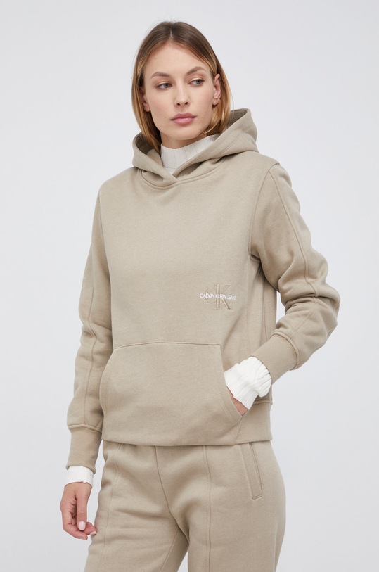 Calvin Klein Jeans Bluza J20J216234.4890 z kapturem beżowy J20J216234.4890