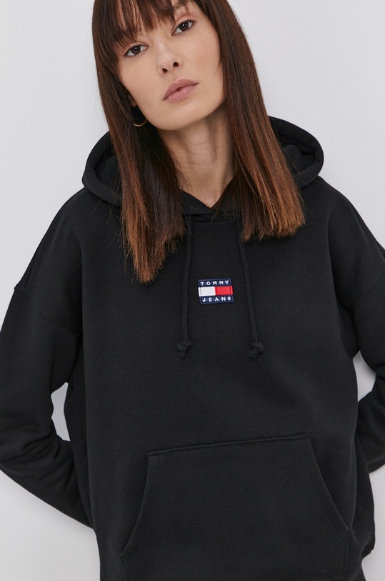 Tommy Jeans bluza bawełniana z kapturem czarny DW0DW10403.4890