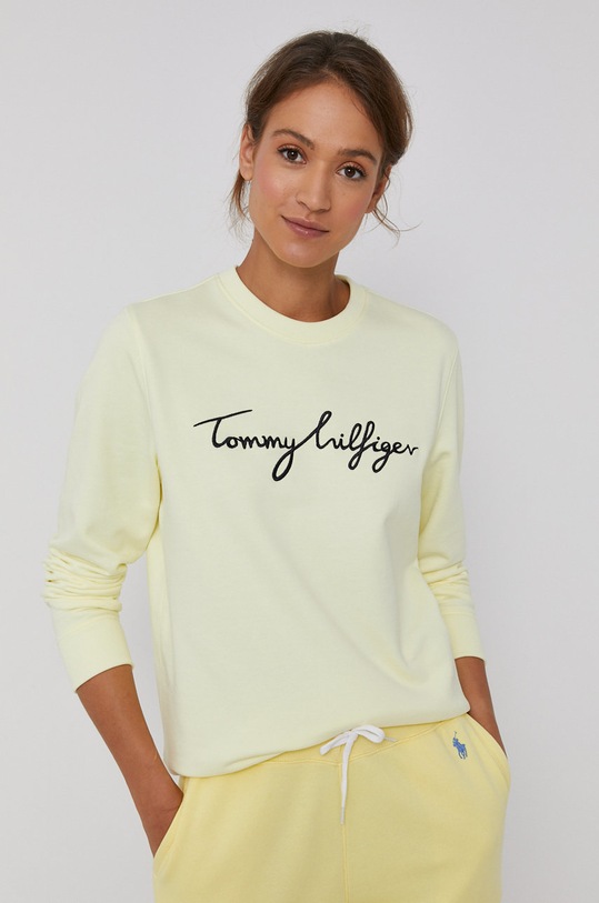 Bavlněná mikina Tommy Hilfiger WW0WW30659.4890 žlutá AW21