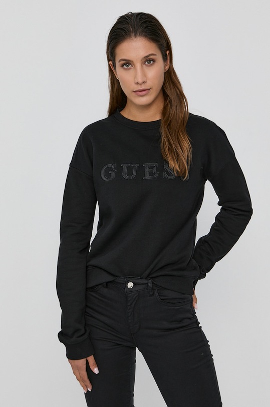 Guess Bluza bawełniana aplikacja czarny O1GA01.K68M1