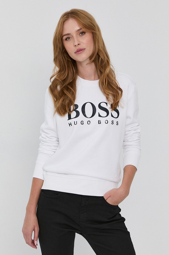 BOSS Bluza bawełniana 50457364 nadruk biały 50457364
