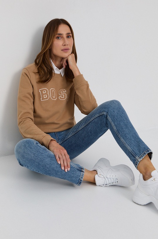 BOSS Bluza bawełniana 50457681 beżowy 50457681