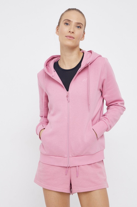4F Bluza z kapturem różowy NOSH4.BLD353