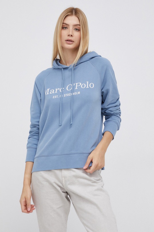 Marc O'Polo Bluza bawełniana nadruk niebieski 108412354127