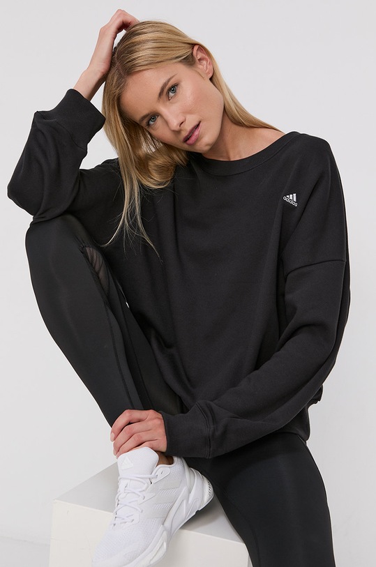 adidas Performance Bluza bawełniana H47787 bawełna czarny H47787