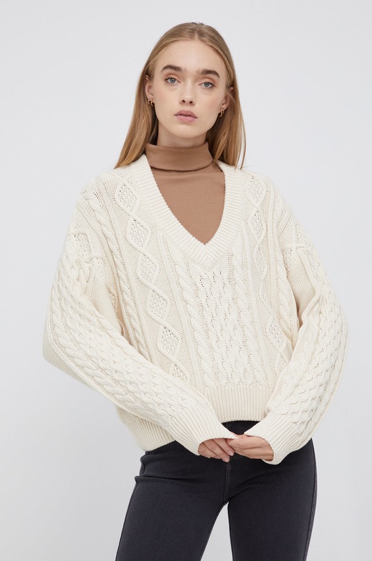 Wrangler Sweter bawełniany pozostałe beżowy W8P5Q2C03