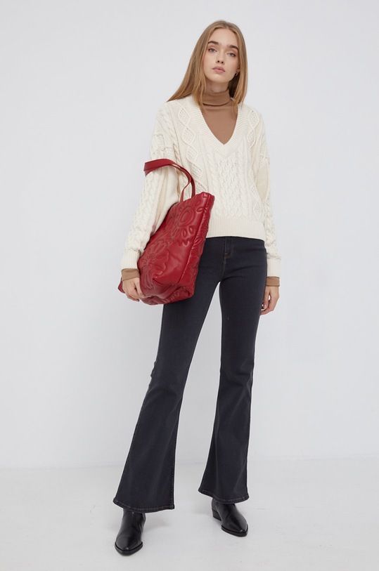 Wrangler Sweter bawełniany W8P5Q2C03 beżowy AW21