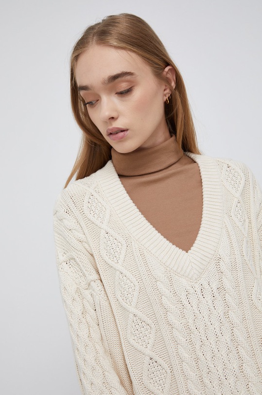 Wrangler Sweter bawełniany beżowy W8P5Q2C03