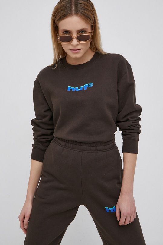 Odzież HUF Bluza wpf0014 brązowy
