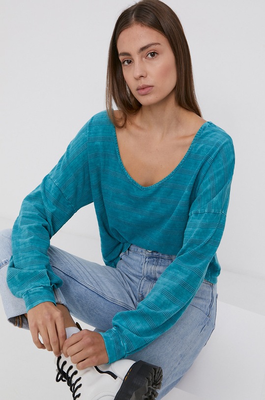 Roxy - Bluzka bawełniana turkusowy ERJKT03802