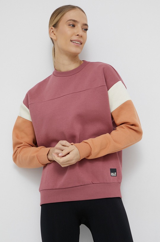 Mikina Jack Wolfskin bez kapucne ružová 1709841