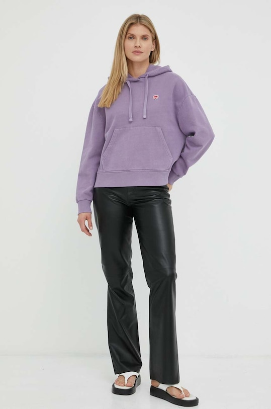 Pamučna dukserica Deus Ex Machina bez uzorka ljubičasta DLF218048