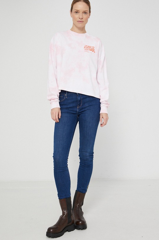Bavlněné tričko s dlouhým rukávem Dr. Denim 2131117U41 růžová AW21