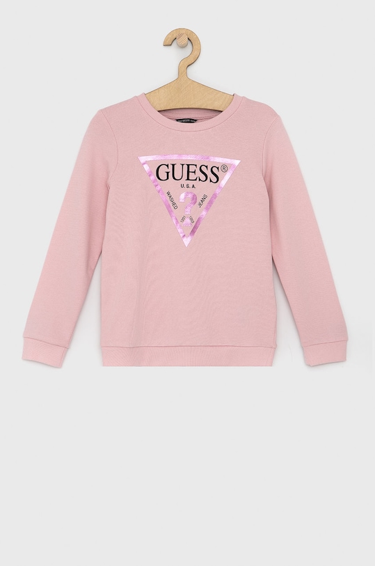 Guess Bluza bawełniana dziecięca nadruk różowy J74Q10.KAUG0