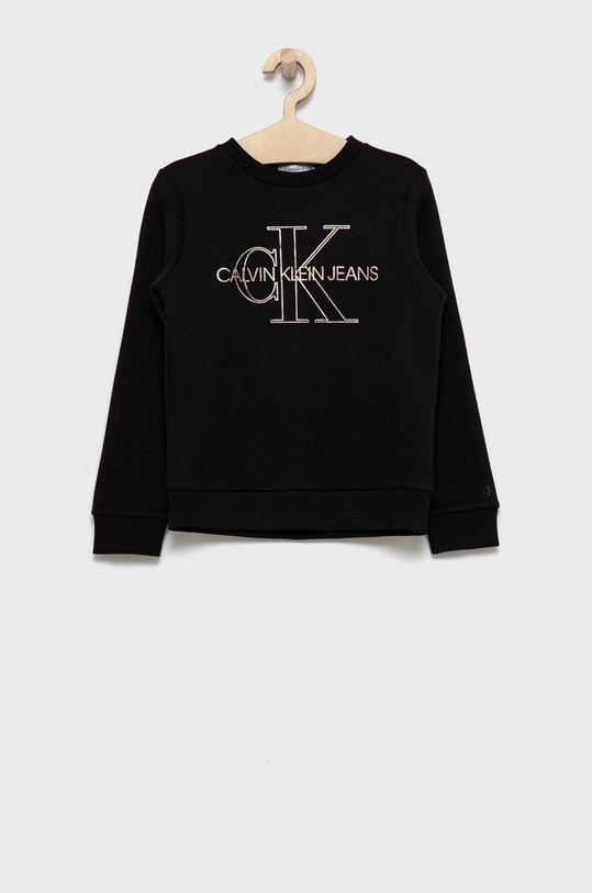 Dětská mikina Calvin Klein Jeans bez kapuce černá IG0IG01104.4890