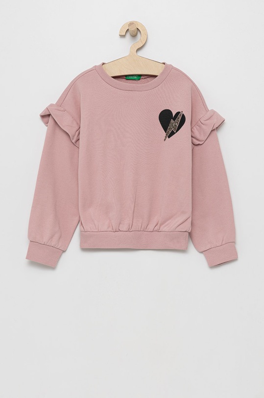 United Colors of Benetton Hanorac de bumbac pentru copii imprimeu roz 3J74C15CO